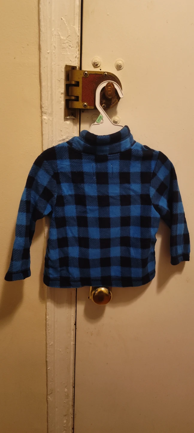 Blue and Black Plaid Fleece Pullover Shirt Size 18-24months - photo 2