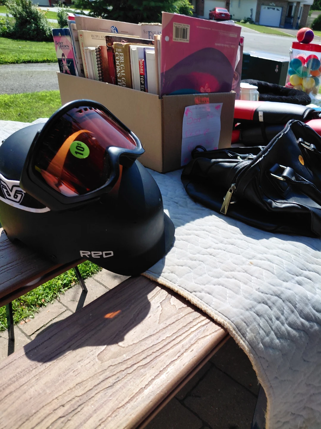 RED Ski Helmet with Goggles