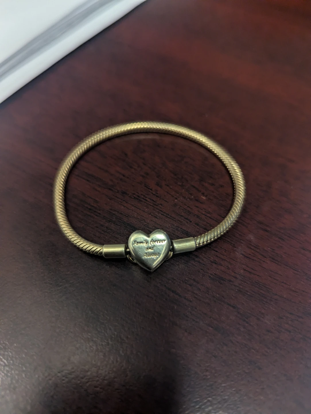 Pandora Sterling Silver Bracelet with Heart Clasp - photo 3