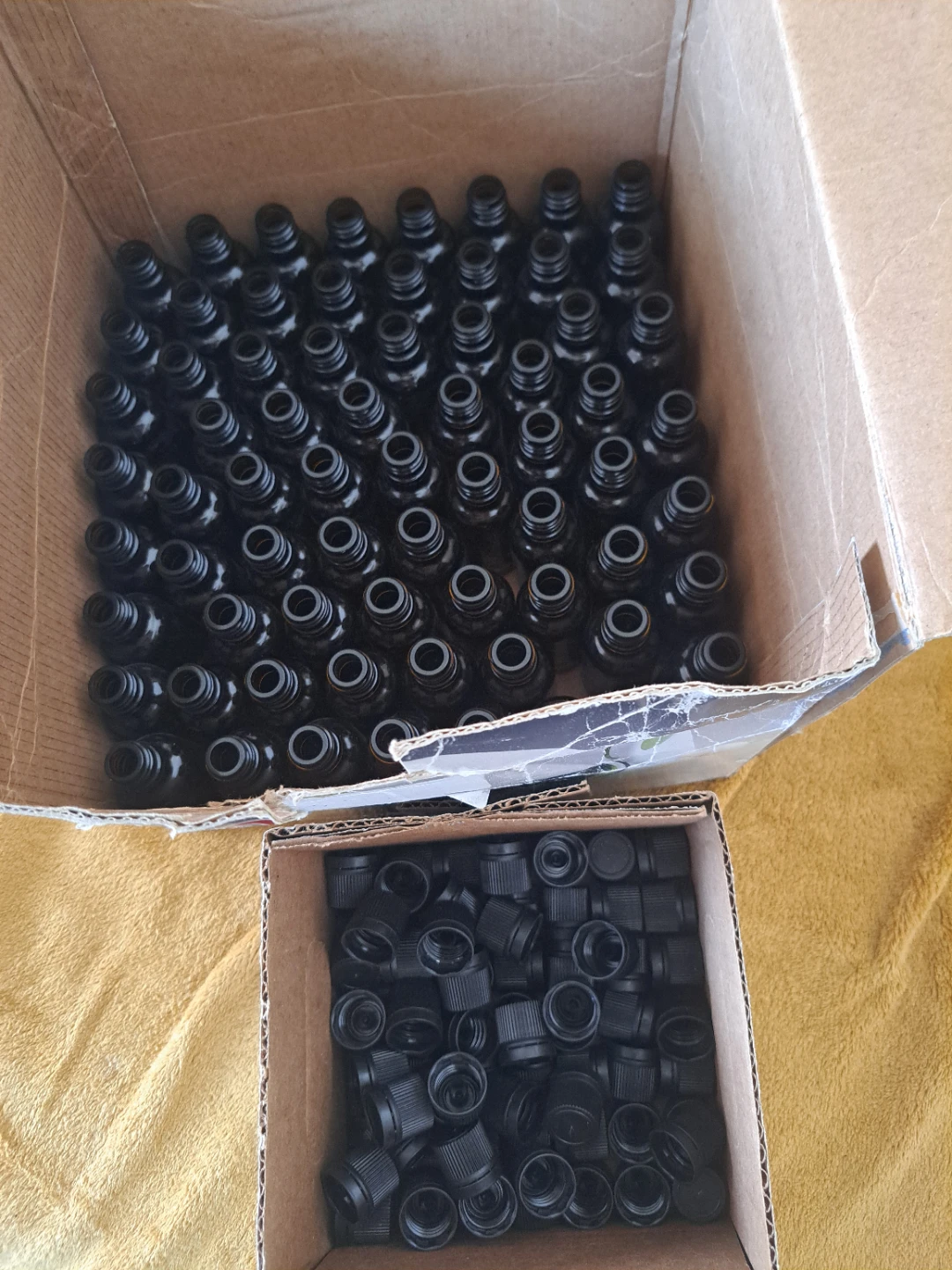 69× Amber Glass Dropper Bottles with Black Caps - Bulk Lot