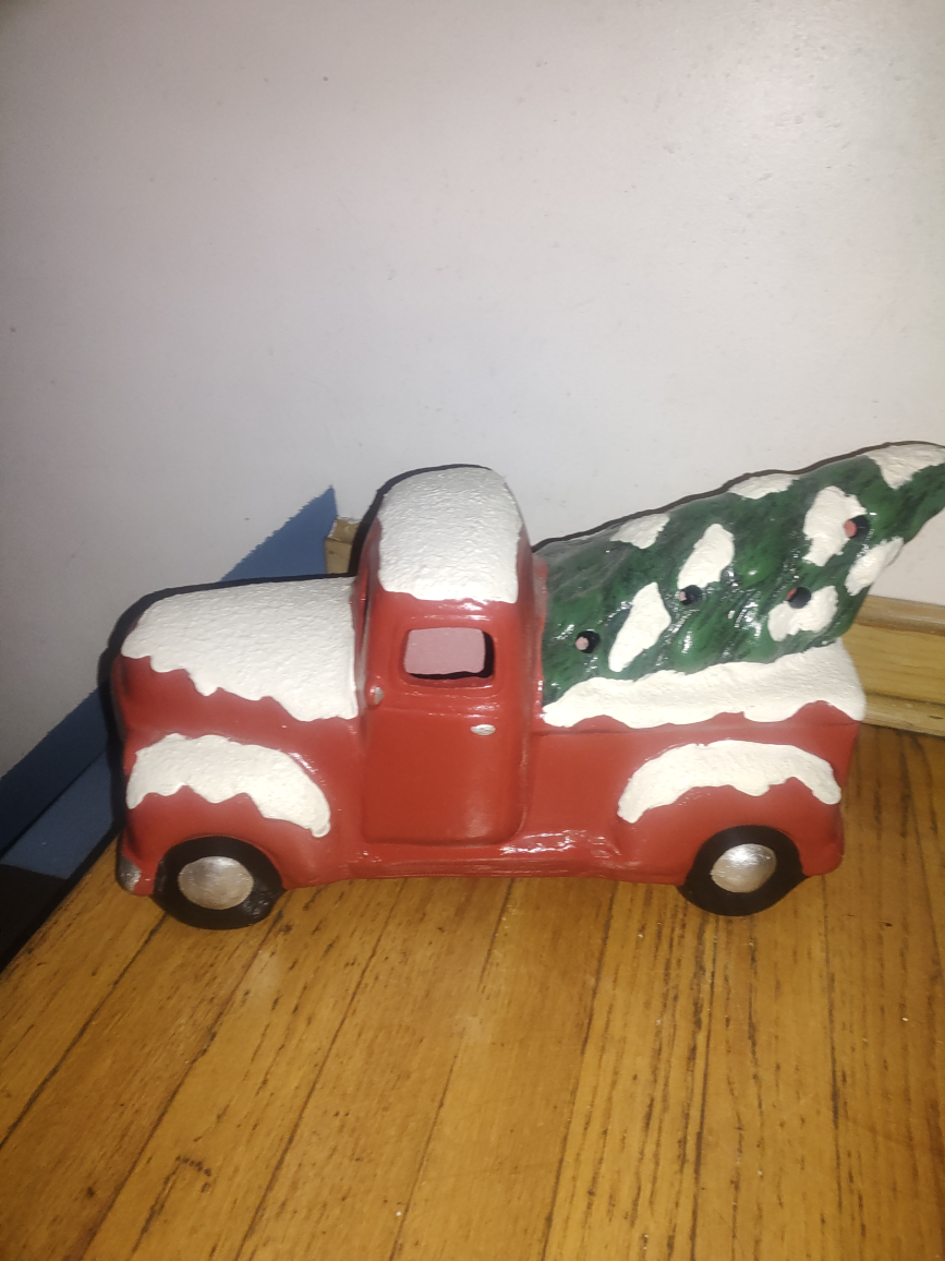 Ceramic Red Truck with Christmas Tree