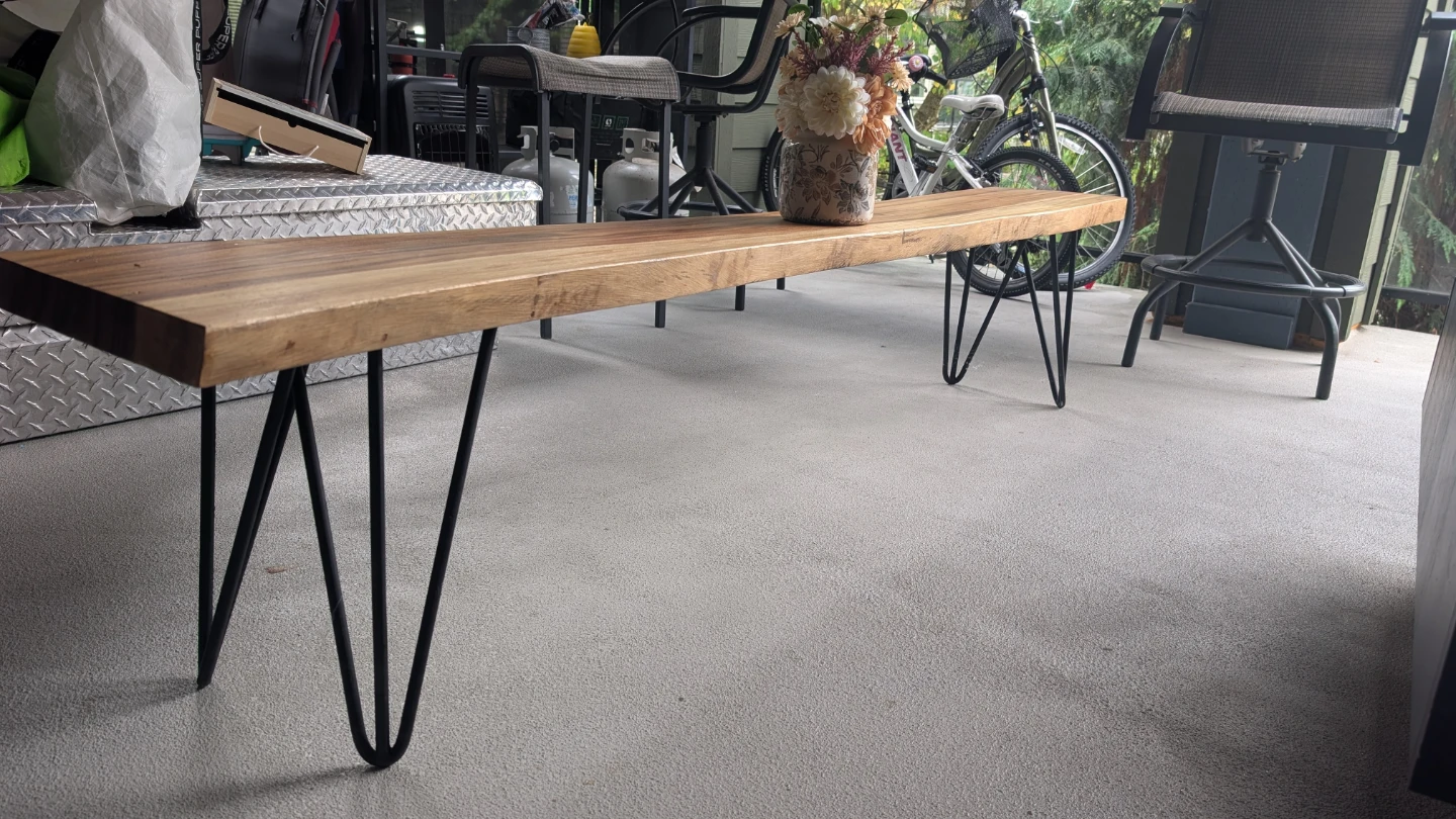 Live Edge Wood Bench with Metal Legs