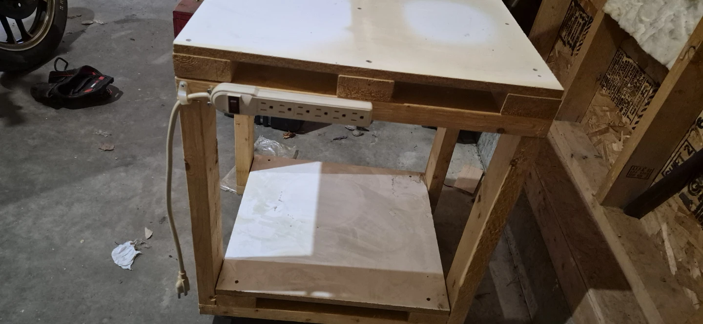 Wooden Work Table with Power Strip