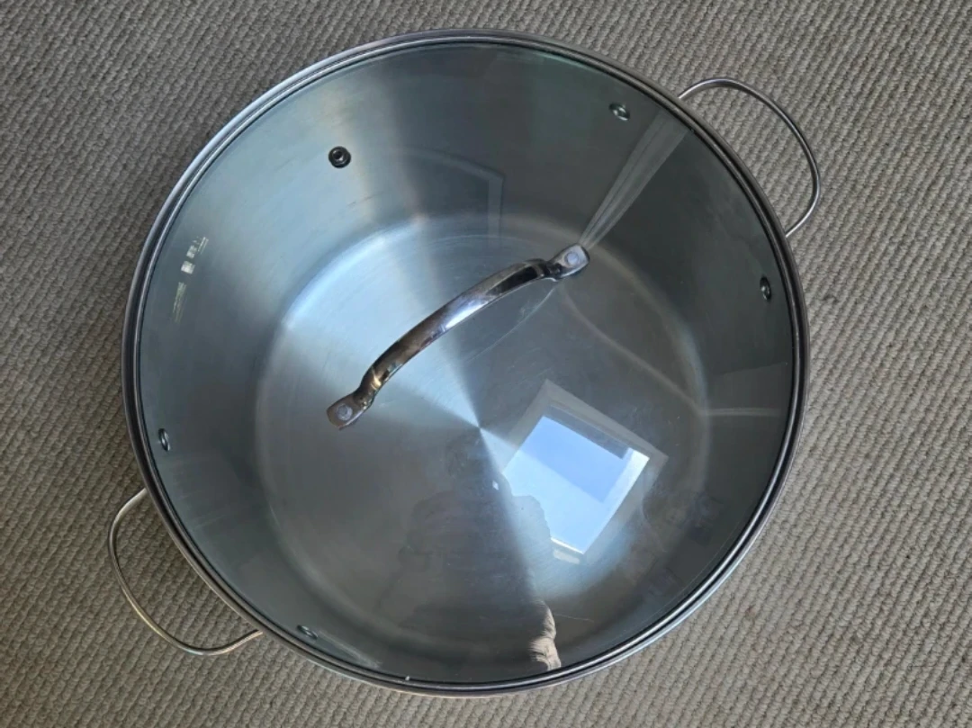 Very Large Stainless Steel Stock Pot with Glass Lid - photo 2
