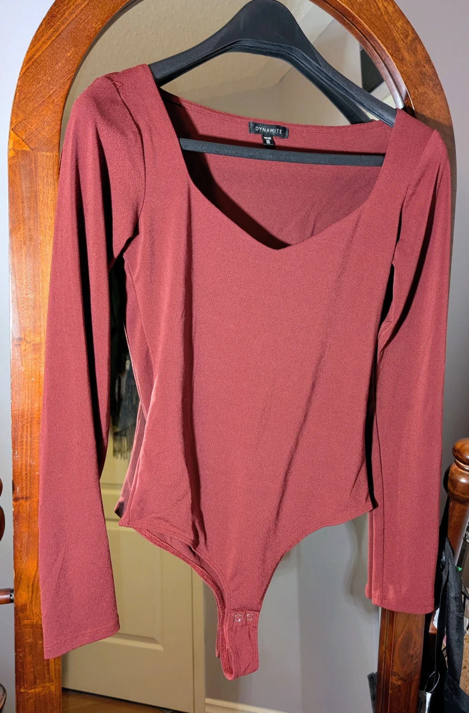 Dynamite Long Sleeve Bodysuit - Burgundy