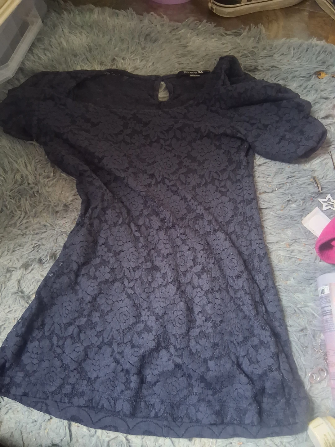Forever 21 Navy Lace Top