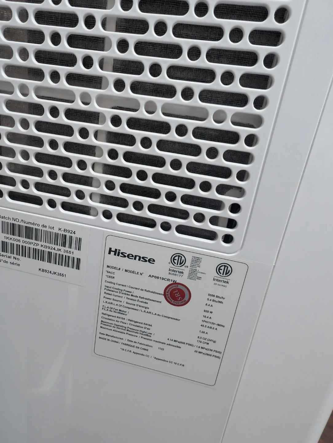 Hisense AP0819CR1W Portable Air Conditioner - photo 3