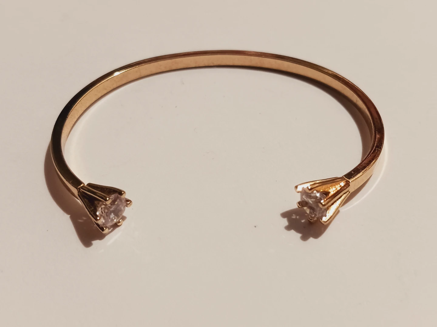 New! Gold tone cuff bracelet with clear accent stones - photo 2