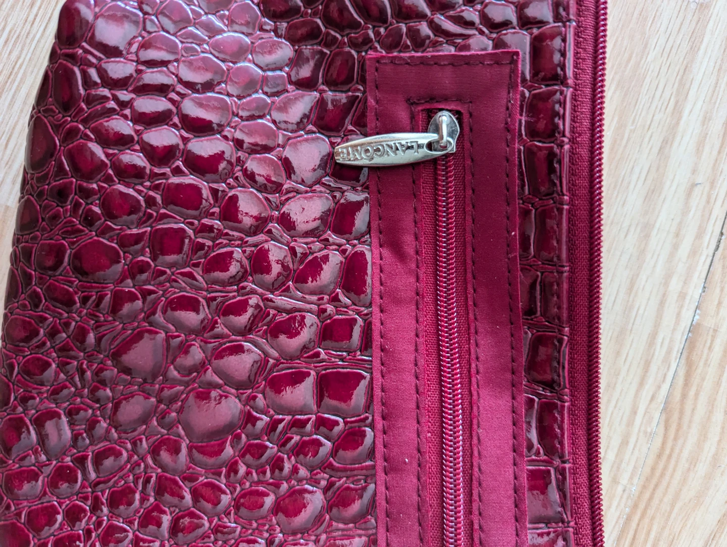 Lancome Burgundy Croc-Embossed Cosmetic Bag - photo 2