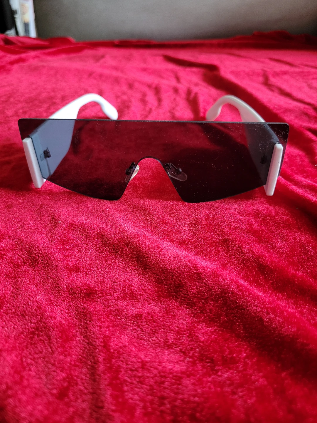 White Framed Wrap Around Sunglasses