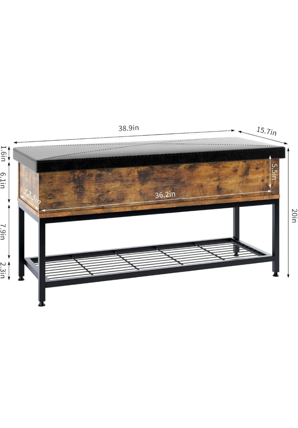 Entryway Storage Bench with Shoe Rack