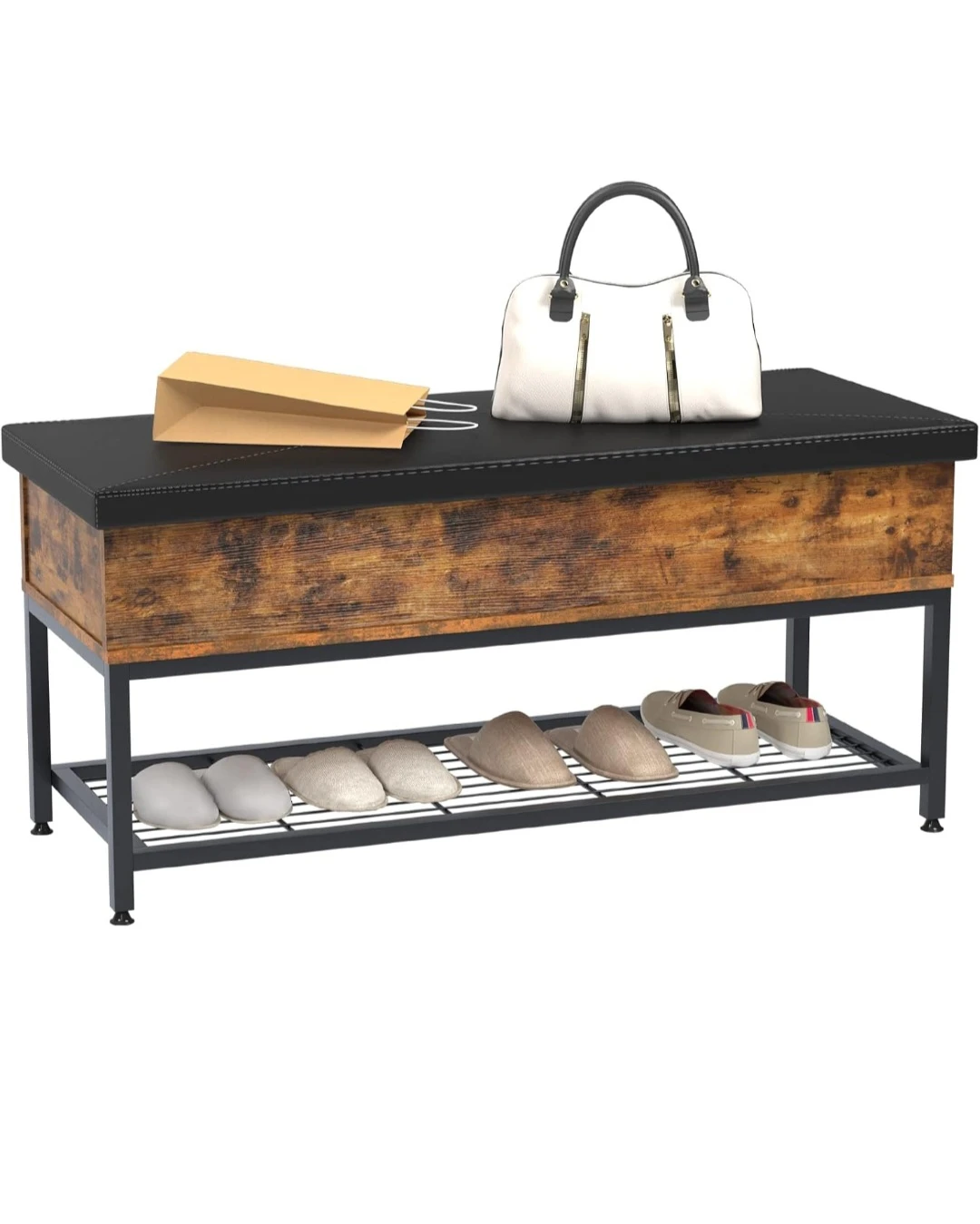 Entryway Storage Bench with Shoe Rack - photo 3