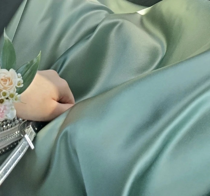 Sage Green Satin Maxi Dress with Pockets - photo 3