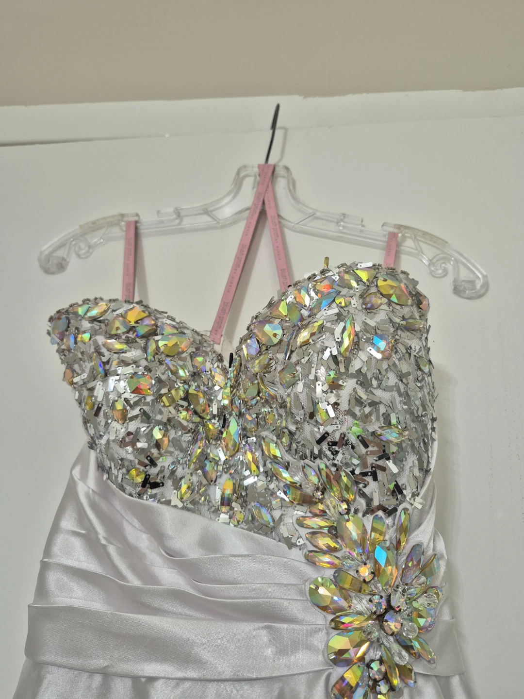 White Beaded Hi-Low Prom Dress - photo 2