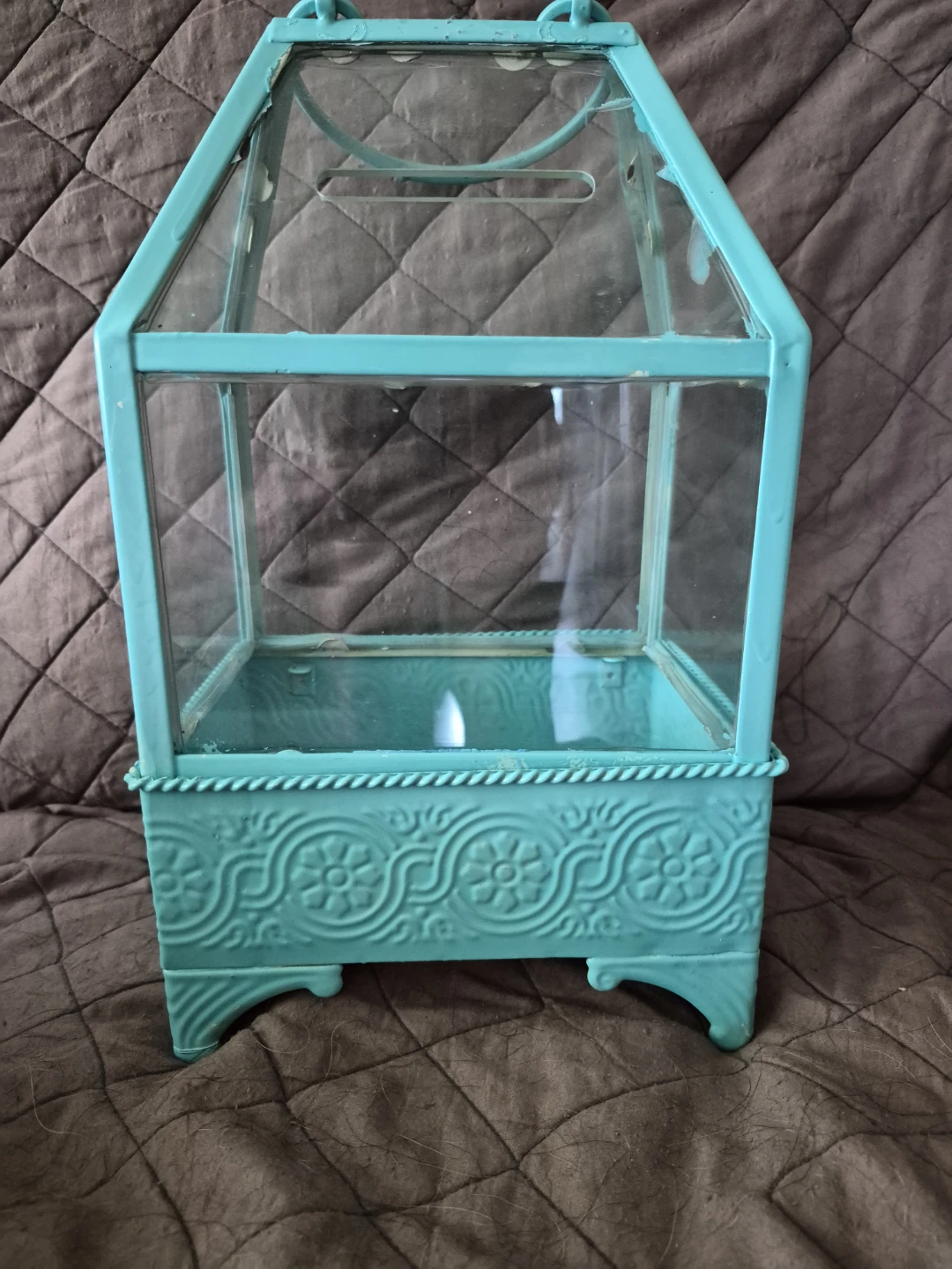 Teal Decorative Glass Terrarium/Lantern