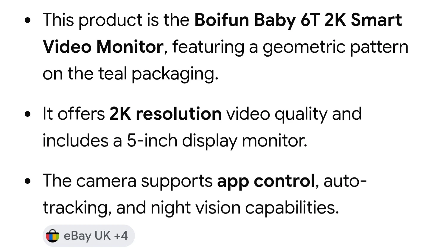 New Boifun Baby 6T 2K Smart Video Monitor - photo 5