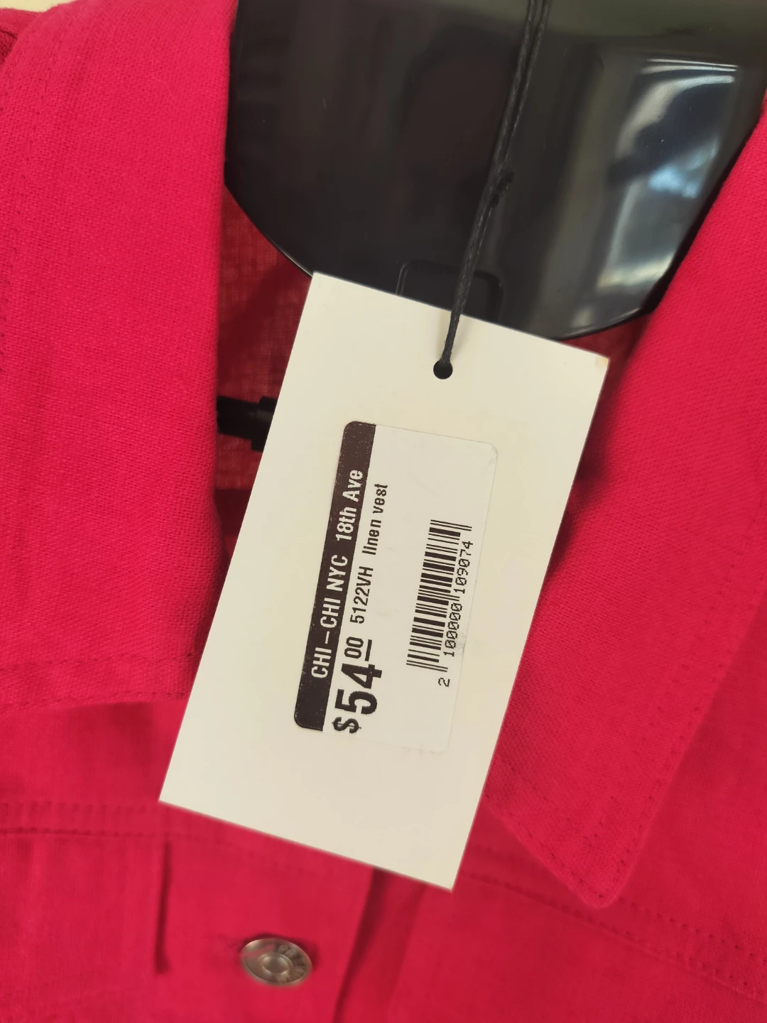 CHI-CHI NYC Linen Vest - Bright Pink - Size M - photo 4