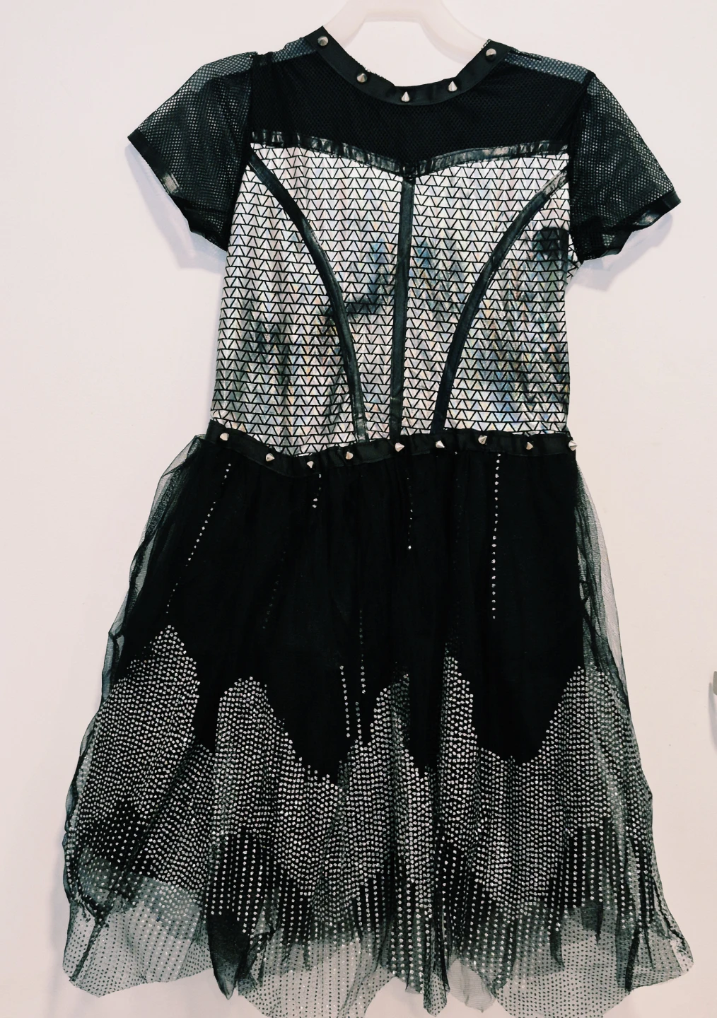 Girls' Black & Silver Sequin Tulle Dress with hat