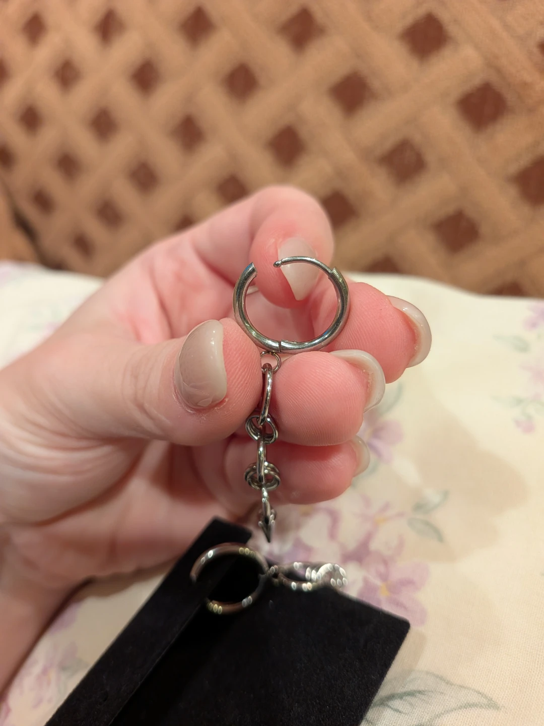 Silver Chain Drop Earrings with Spikes - photo 5