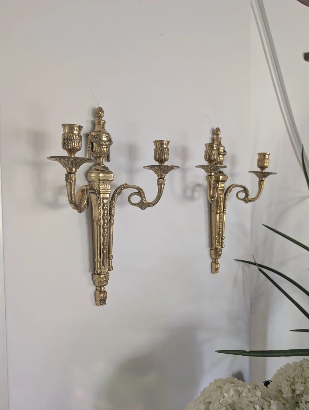 Beautiful Brass Wall Candle Sconces (Pair)