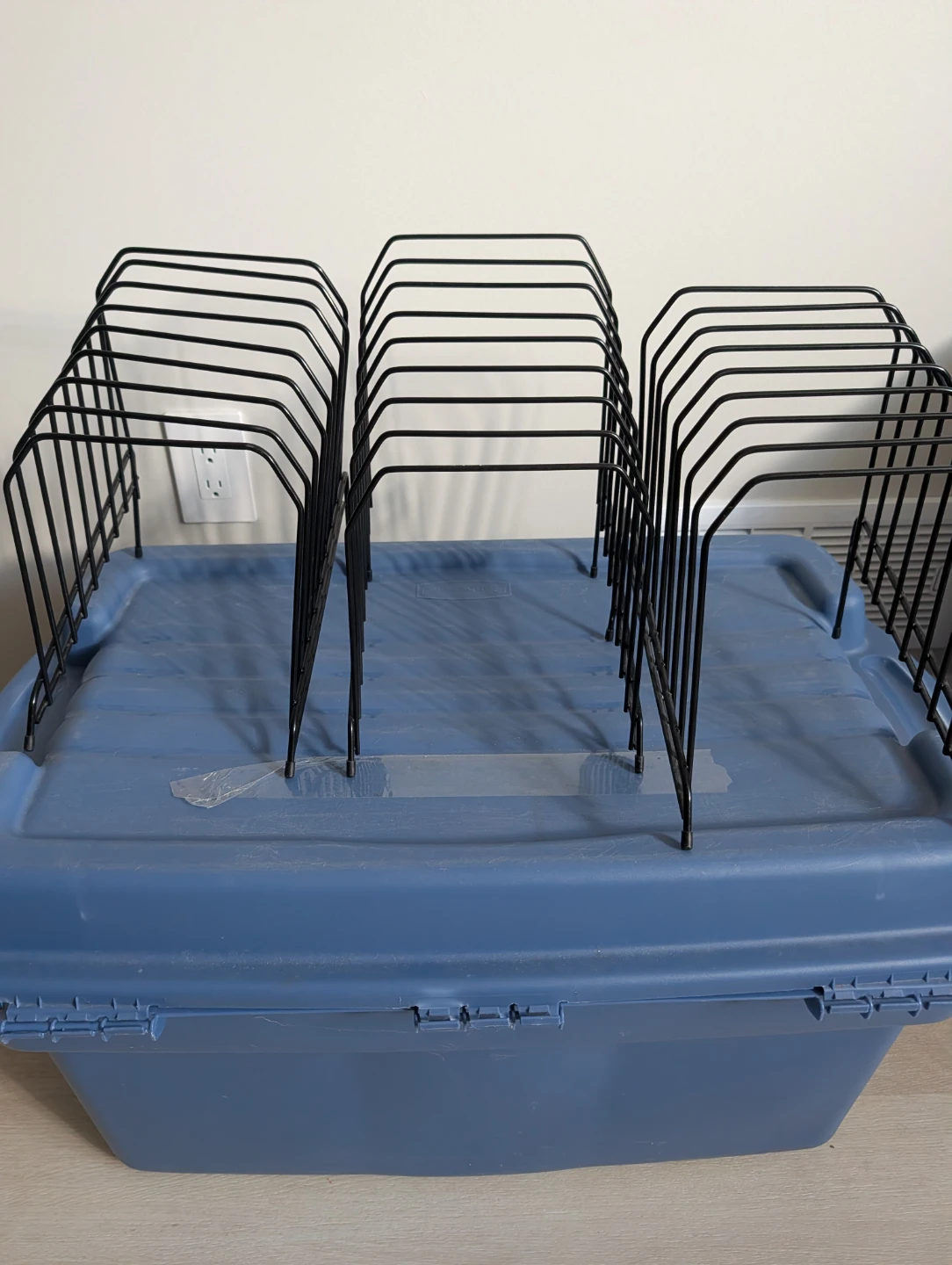 Black Wire Magazine/File Sorter on Blue Storage Bin - photo 2