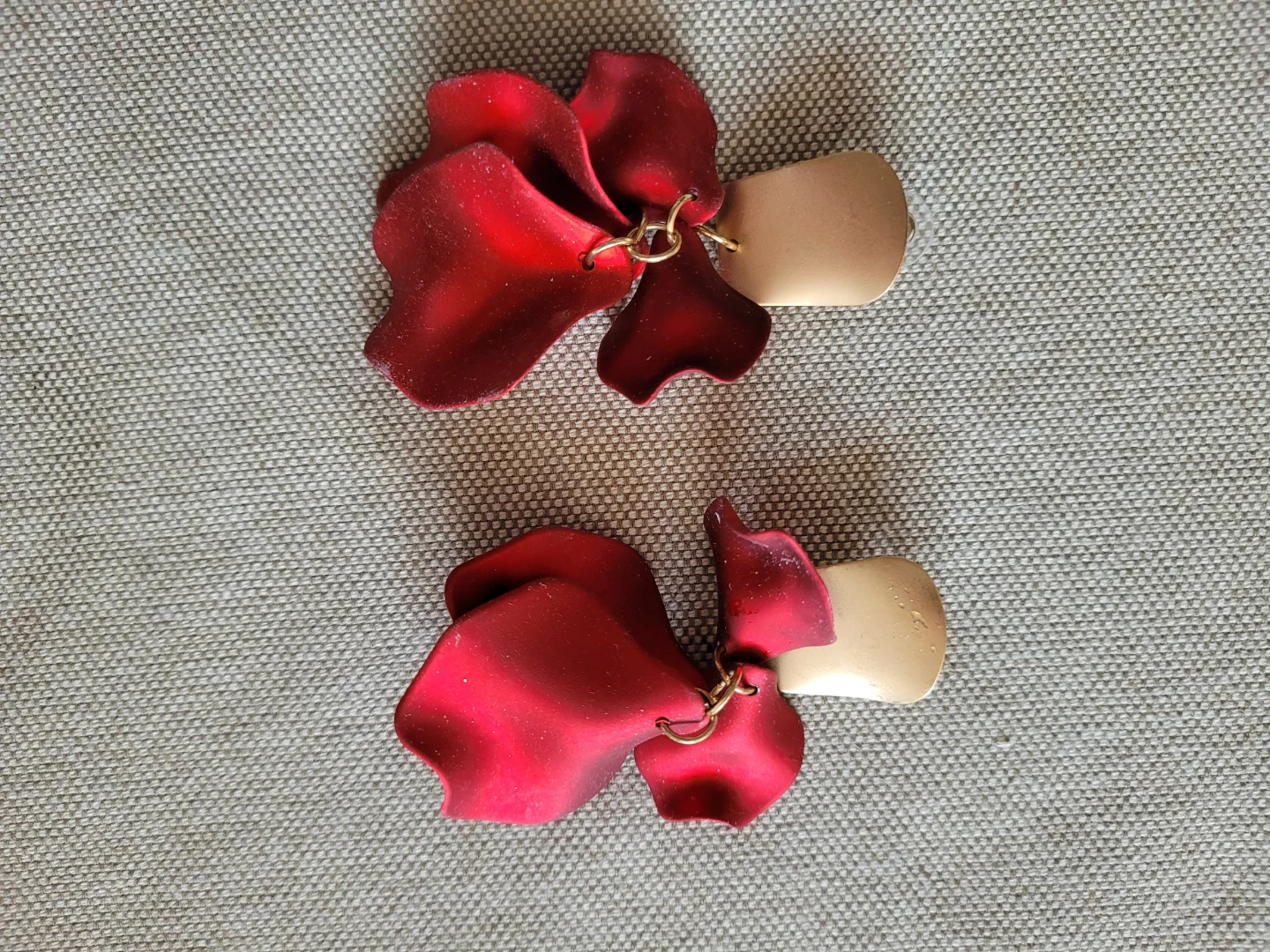 Red Rose Petal Earrings