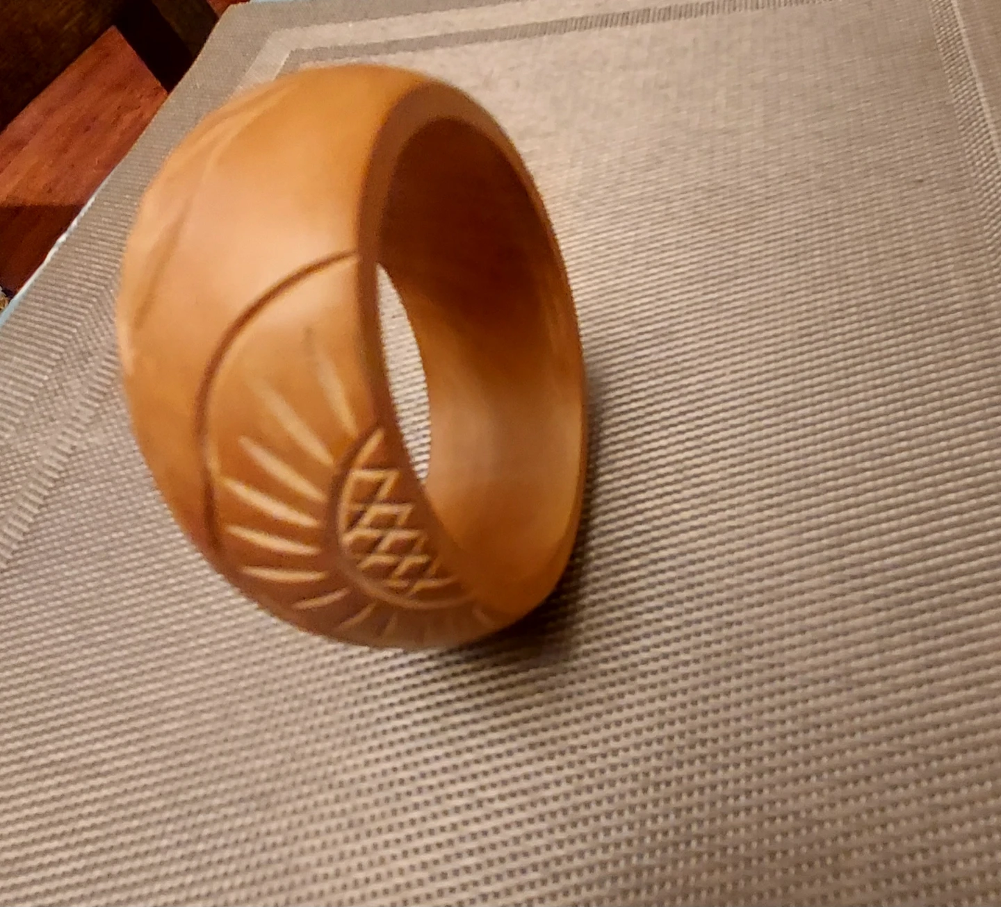 Carved wooden cuff bracelet