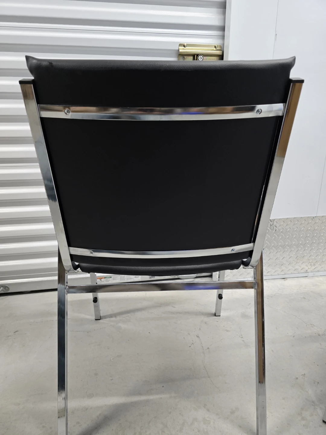 Black Faux Leather Arm Chair with Chrome Frame - photo 2