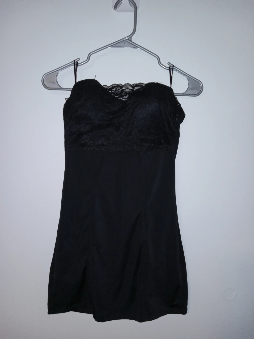 Firm Foundations Black Lace Trim Slip Dress