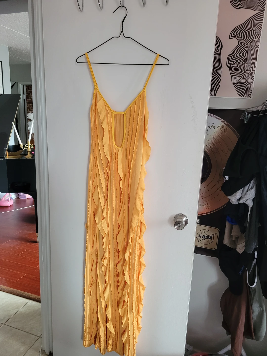 Yellow Ruffle sexy Maxi Dress