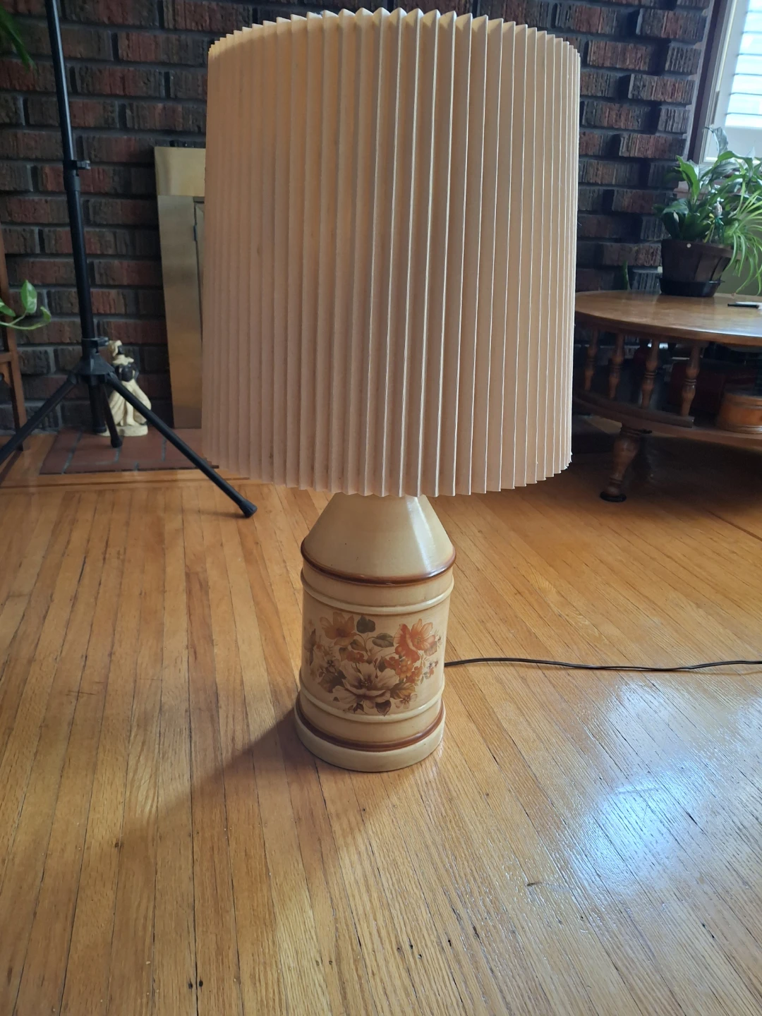 Vintage Table Lamp with Pleated Shade