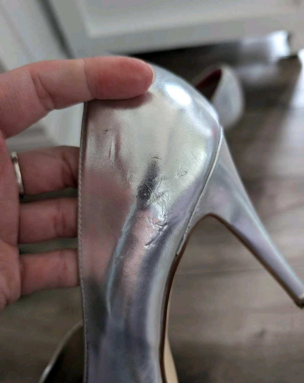 Steve Madden Silver Peep-Toe Heels - Size 8.5M - photo 5
