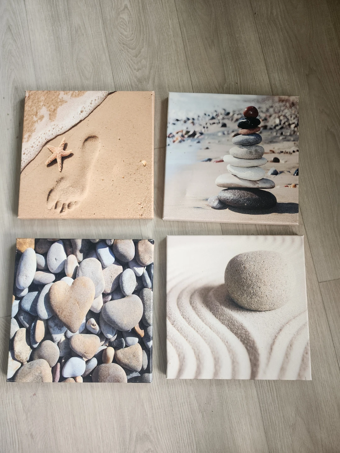 Set of 4 Canvas Wall Art Prints - Beach & Zen Themes