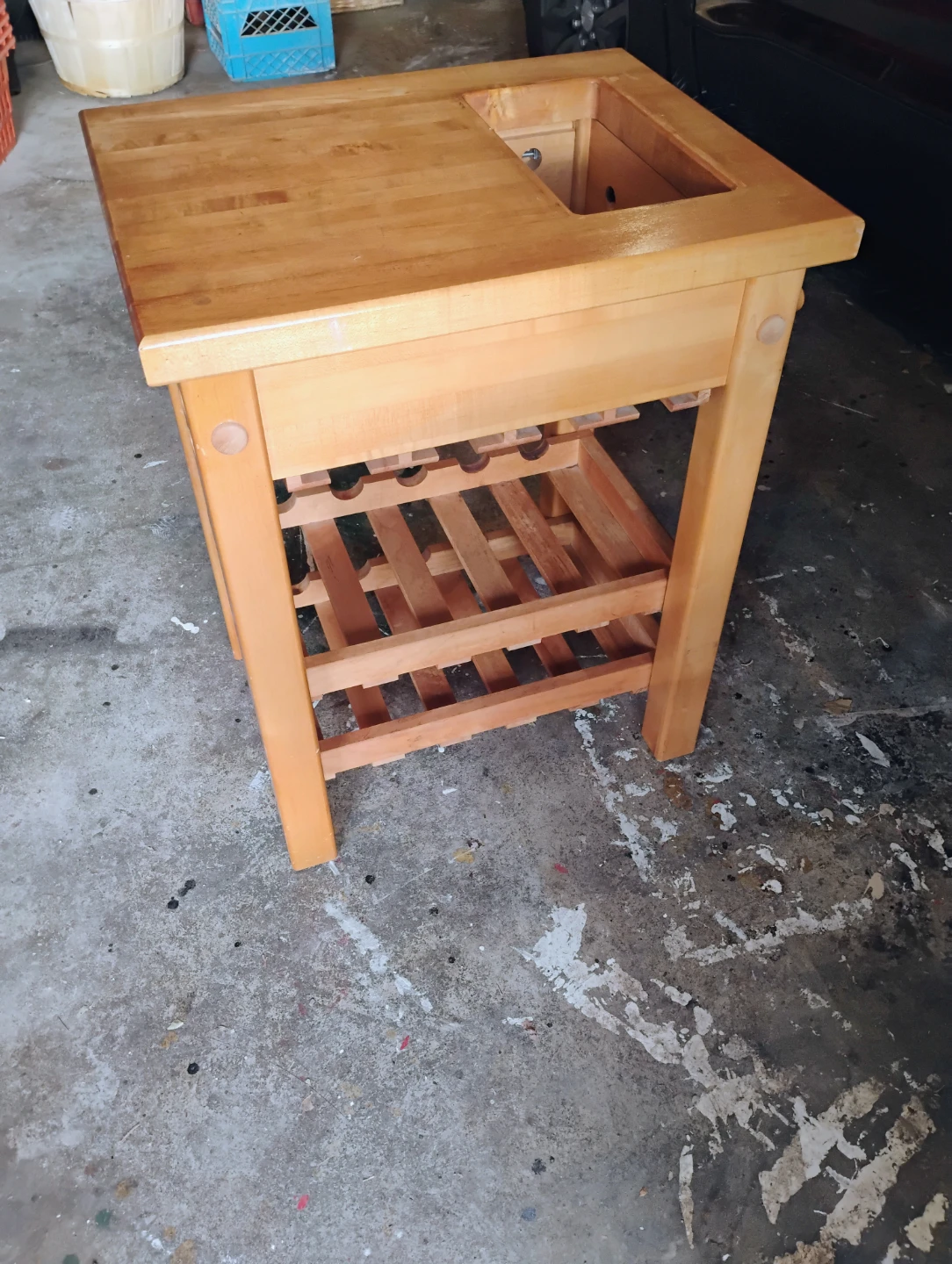 Wooden Kitchen Cart with Wine Rack - photo 5