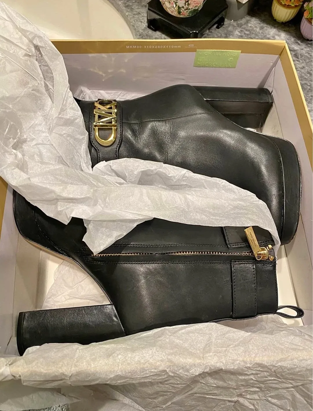 Michael Kors Black Leather Ankle Boots Size 6