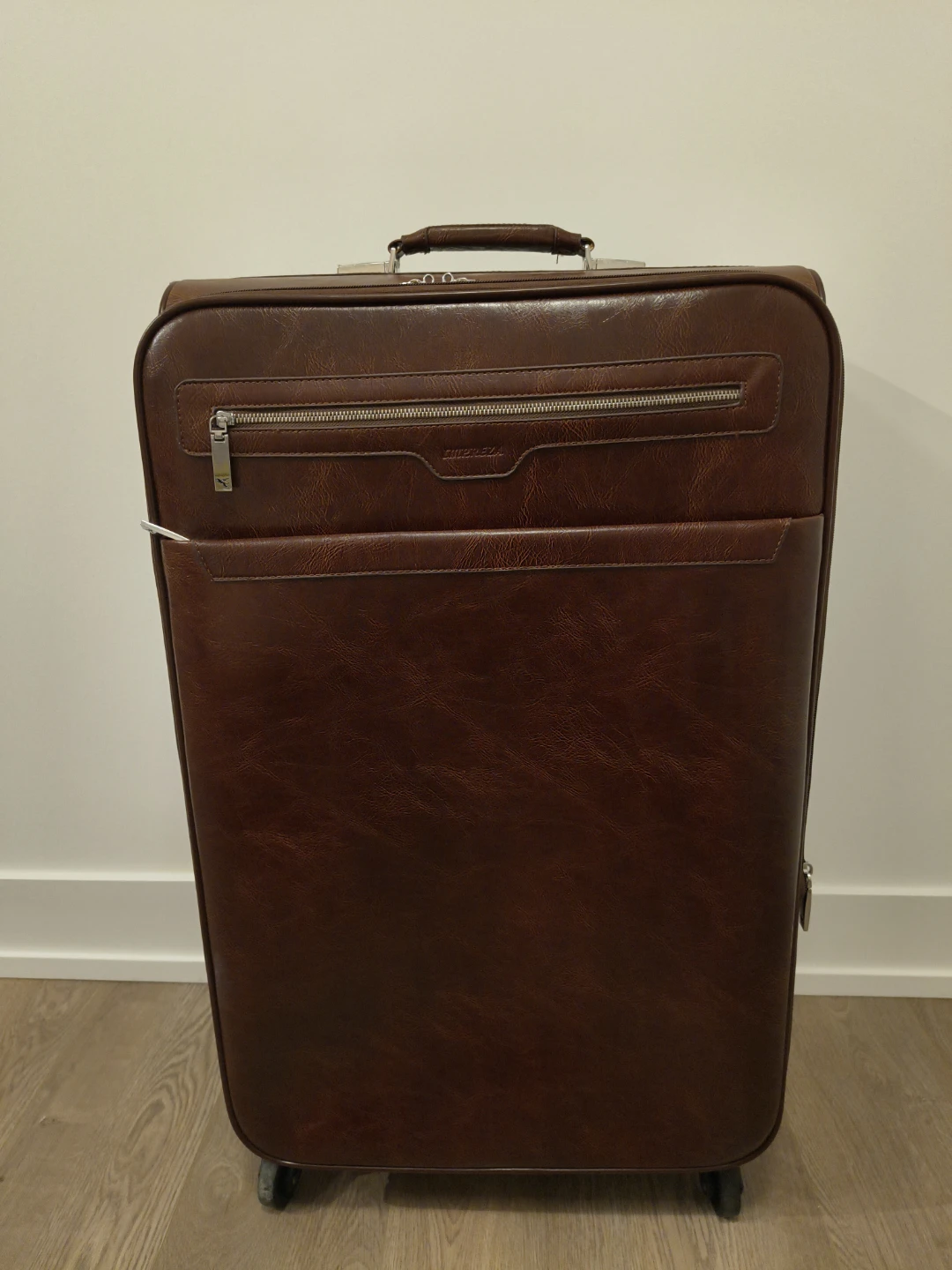Like New Impreza Brown Leather Spinner Suitcase – Used Twice! - photo 2