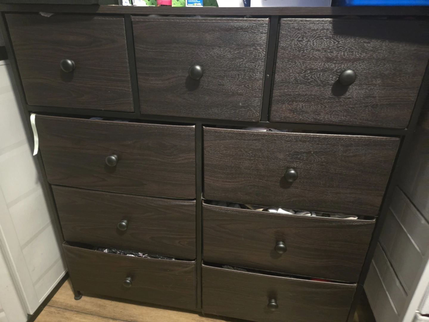 Dark Brown Fabric Drawer Dresser