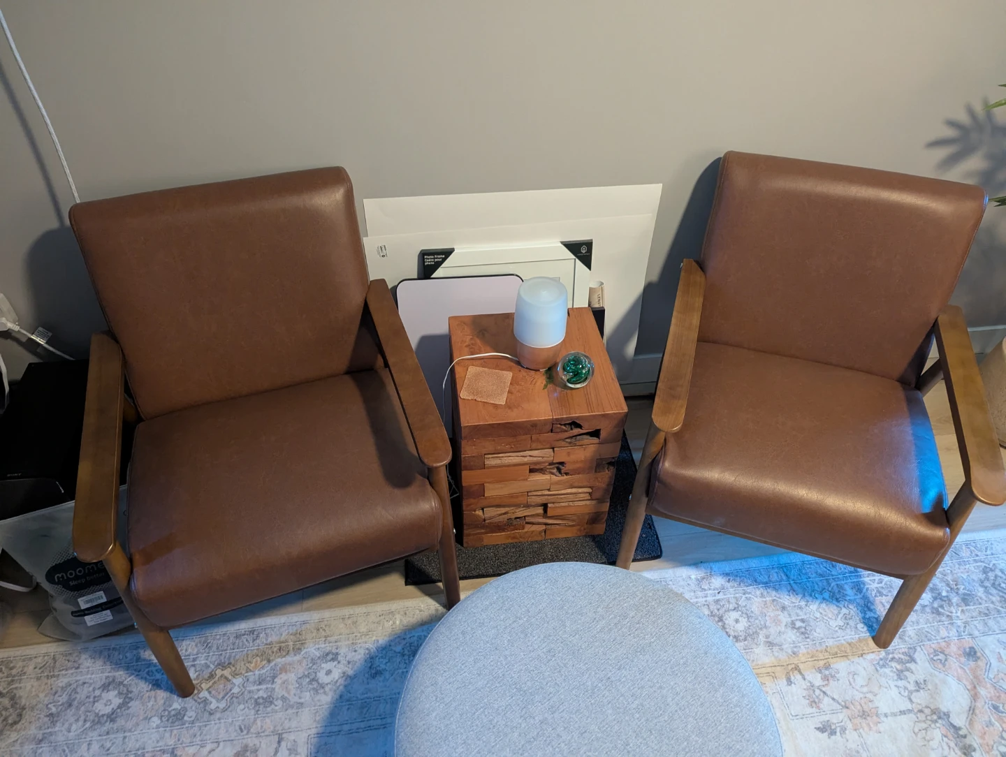 Brown Faux Leather Accent Chair