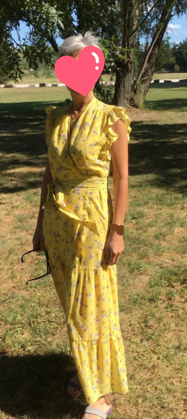 Gold & Silver Yellow Floral Maxi Dress Size 12