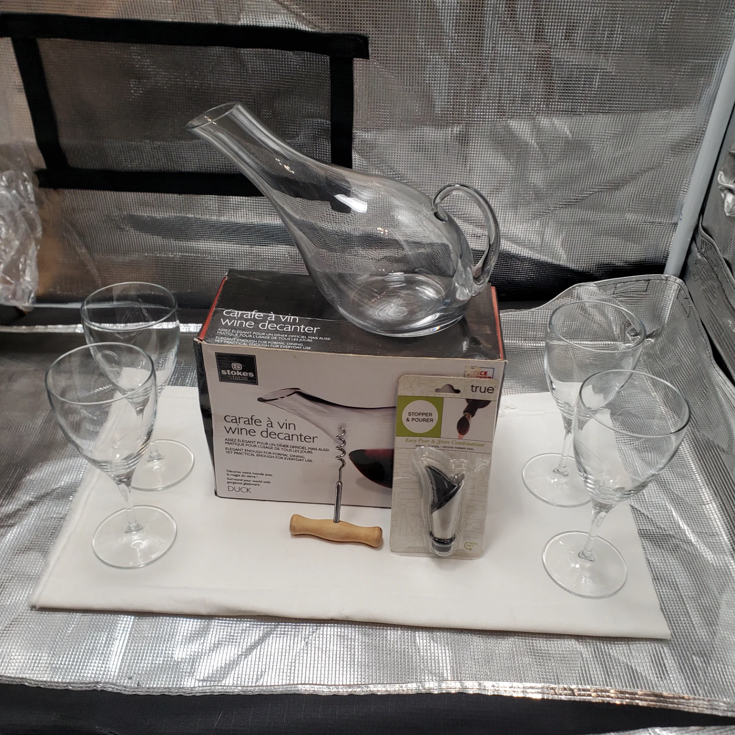 Stokes Wine Decanter Set with Glasses, Corkscrew & Stopper