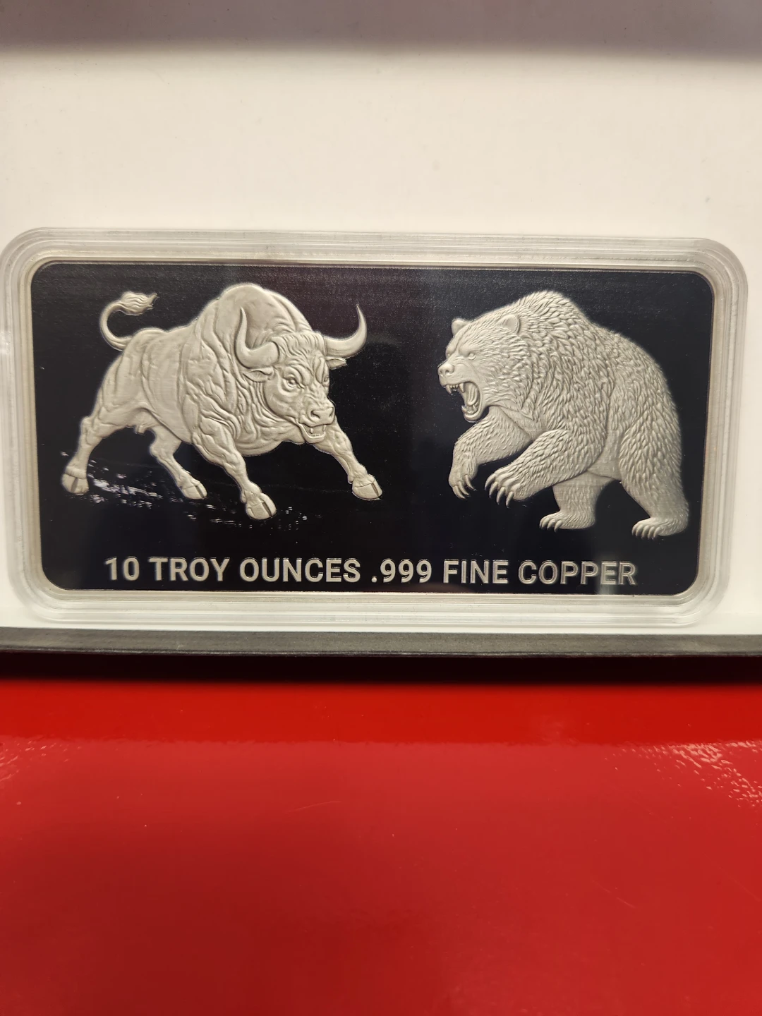 10 Troy Ounces .999 Fine Copper Bull and Bear Bar