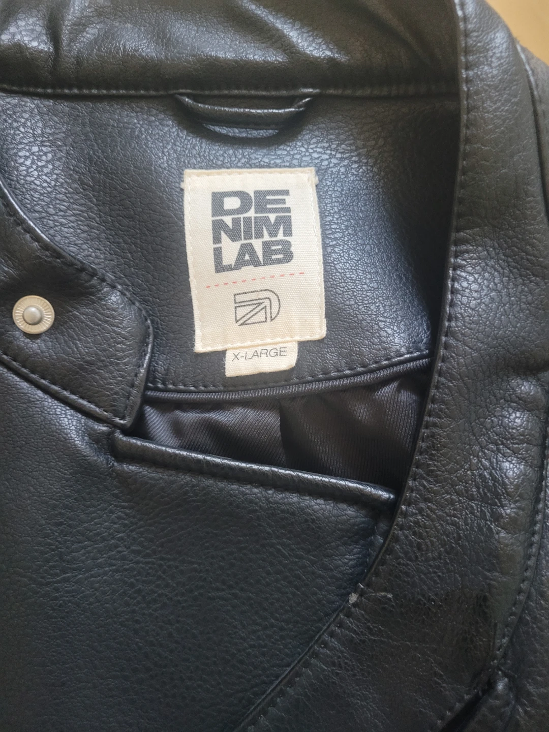 DENIM LAB Black Faux Leather Moto Jacket - X-Large - photo 3