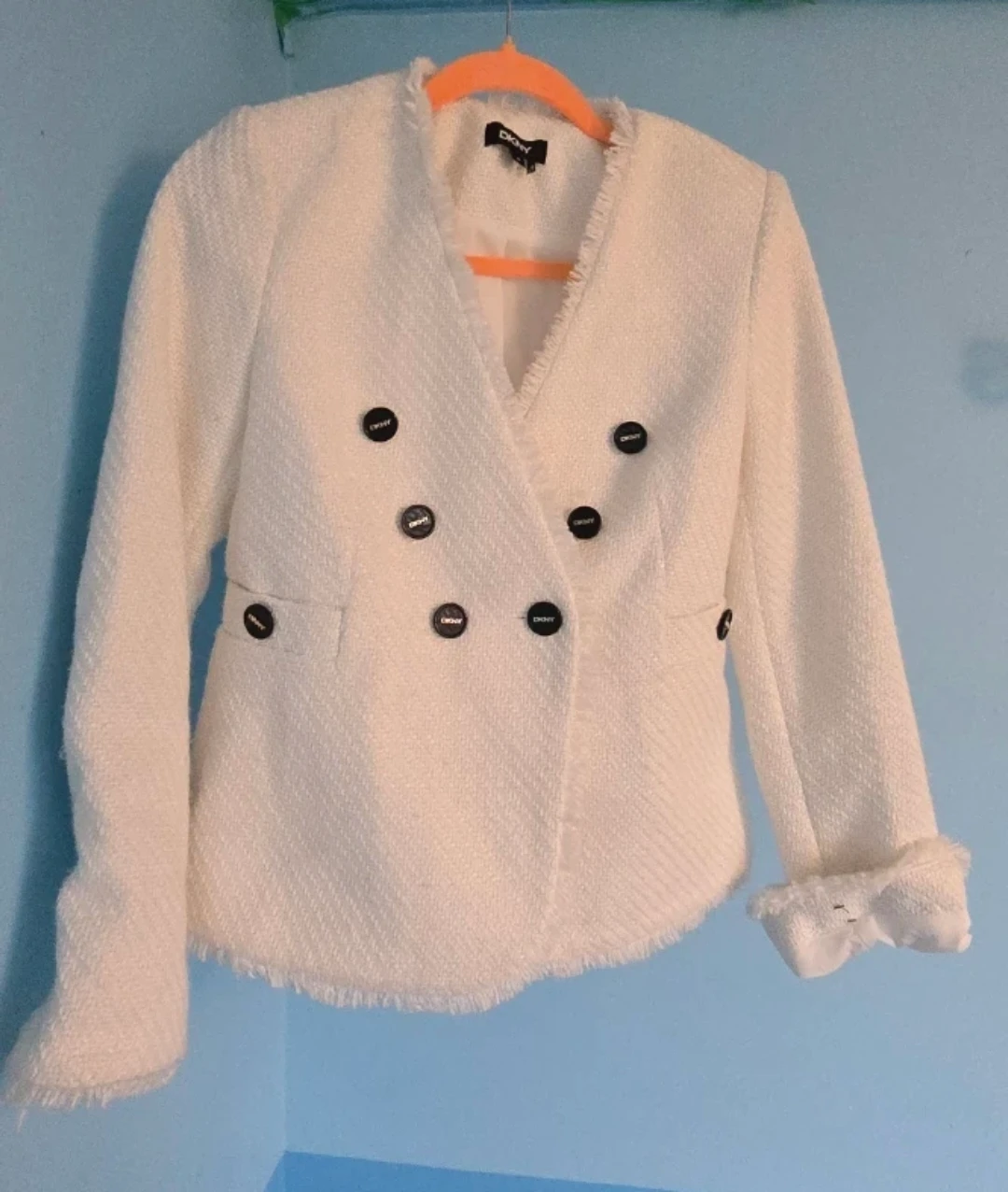 DKNY White Tweed Blazer