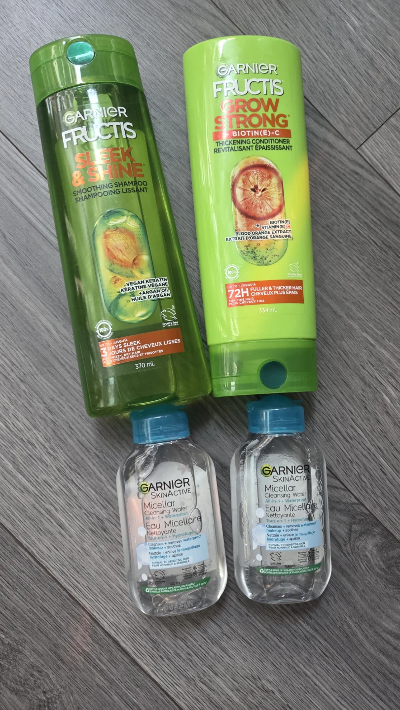 Garnier Fructis Shampoo, Conditioner, and Micellar Water Set