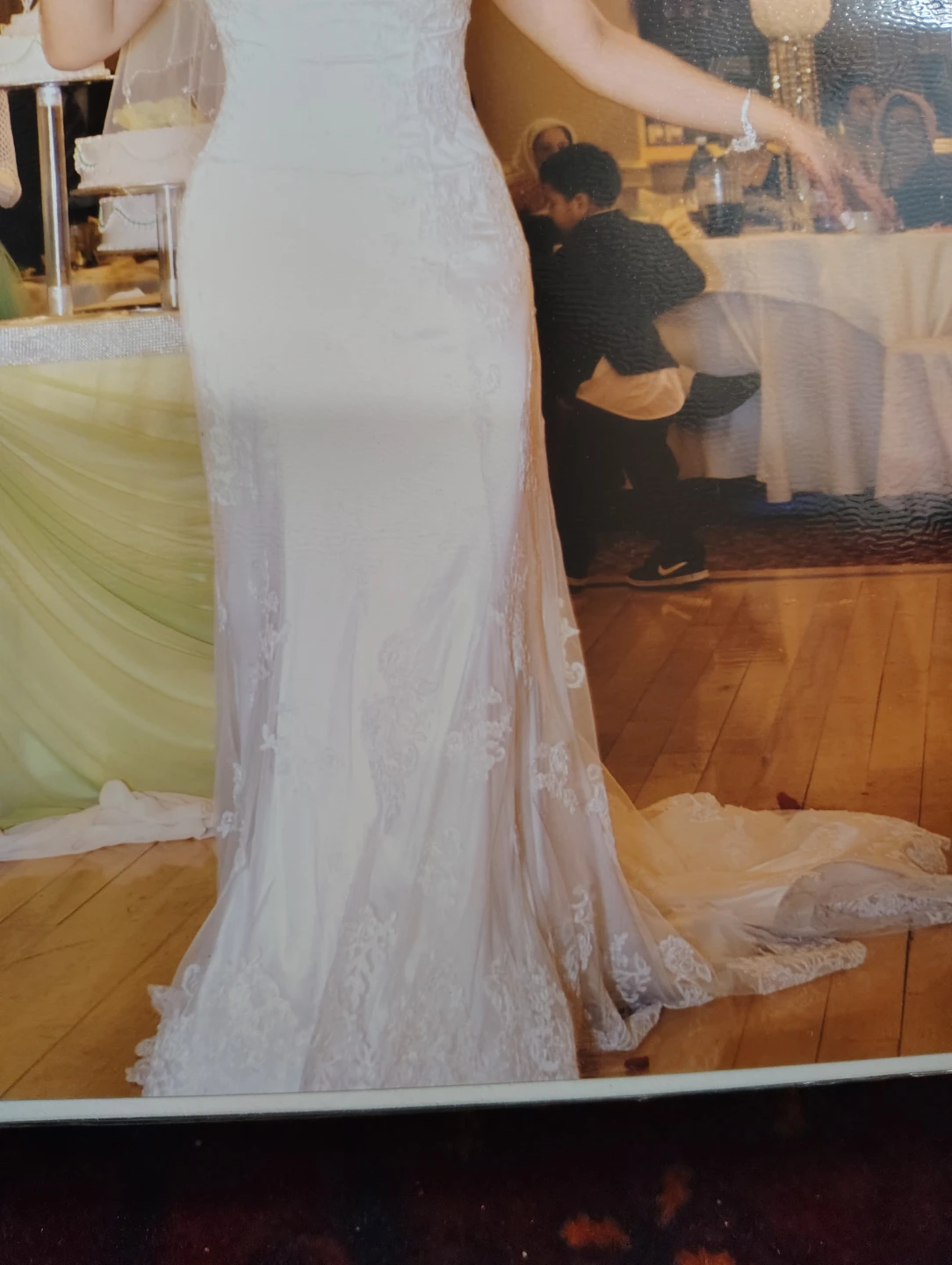 White Lace Wedding Dress with Train