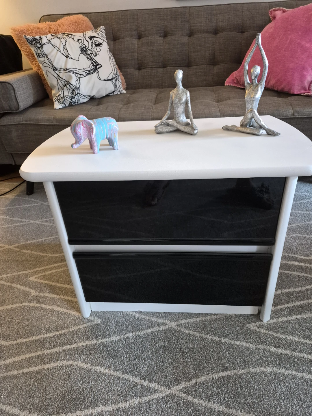 White and Black 2-Drawer Side Table / Nightstand - photo 2