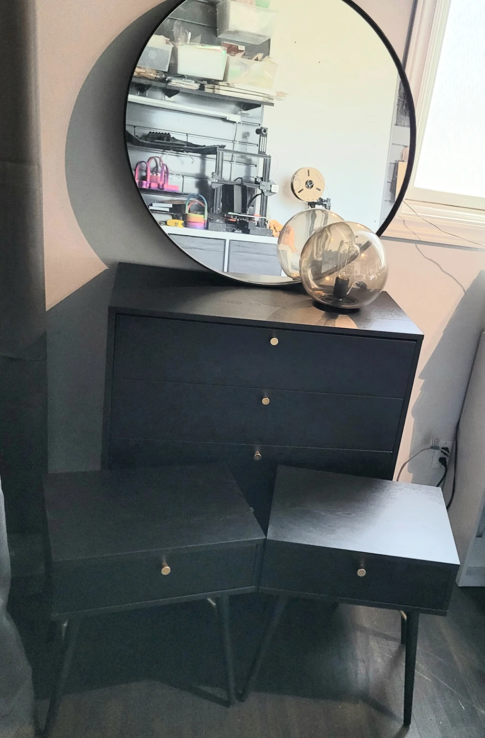 Black Dresser and Two Nightstands Set