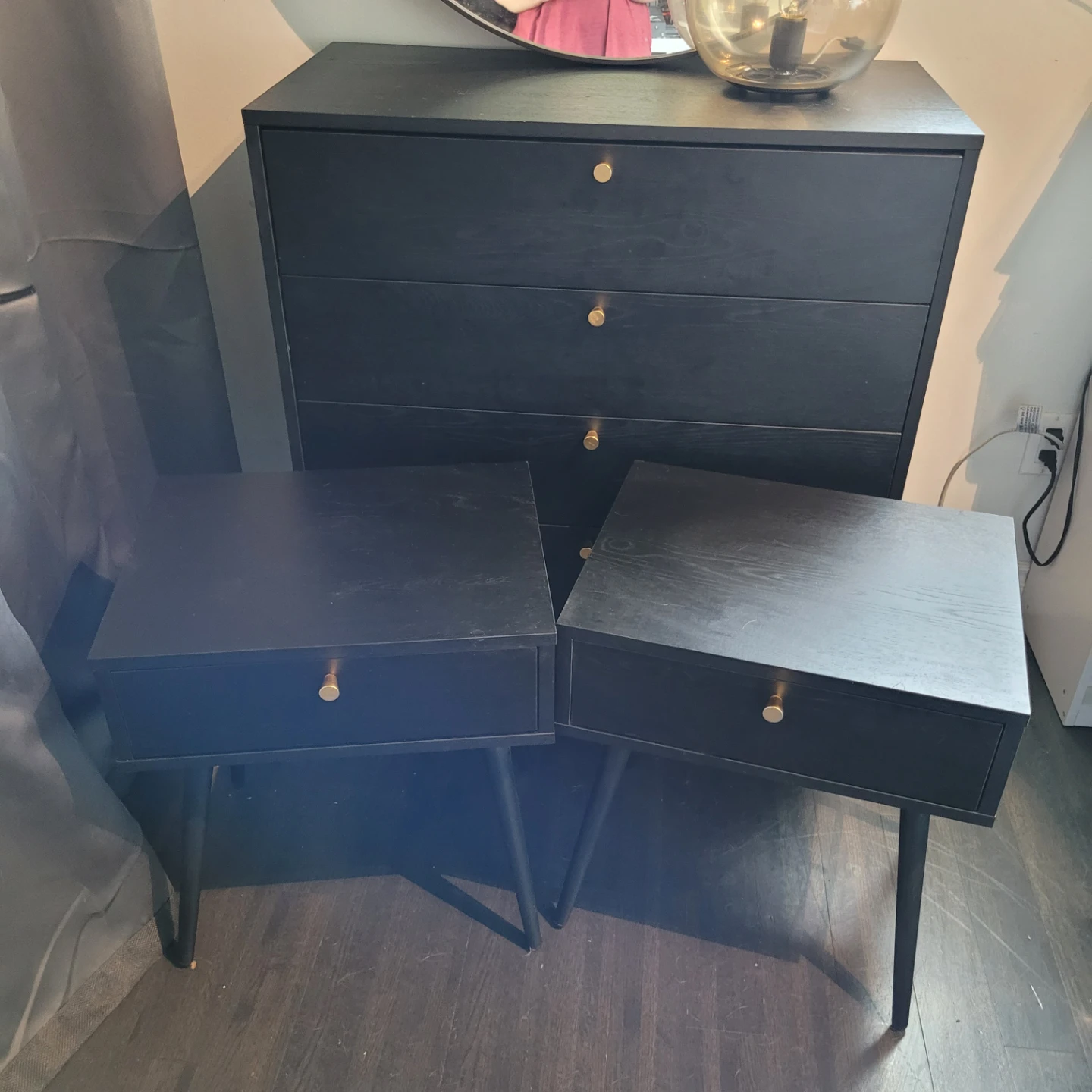Black Dresser and Two Nightstands Set - photo 2