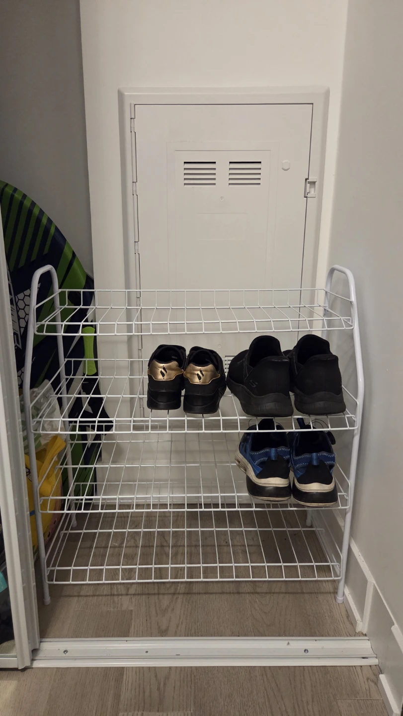 Mainstays White 4-Tier Wire Shoe Rack