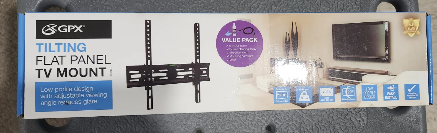 GPX Tilting Flat Panel TV Mount for 28-60" TVs